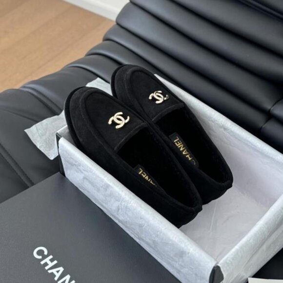 Black Chanel Sherling Loafers size 38 - Picture 6 of 8